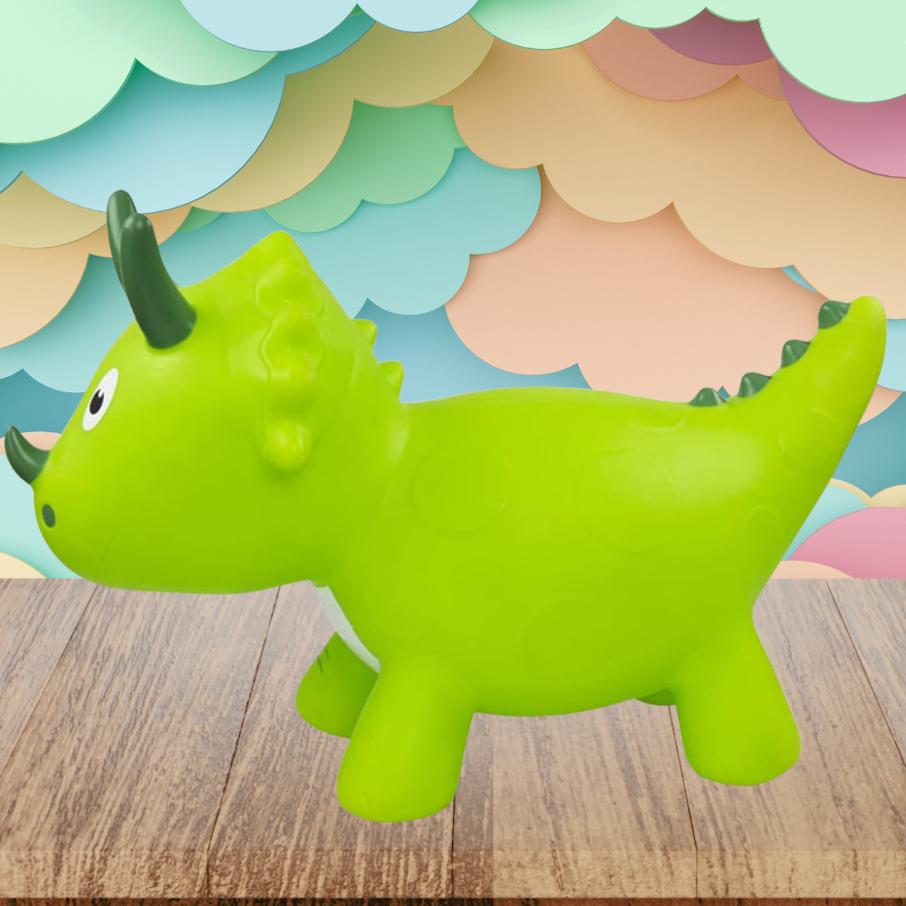 Bērnu Rotaļu Gumijas Piepūšamais Lēkājamais Dinozaurs (ar Sūkni) | Kids Rubber Bouncing Jumping Inflatable Toy