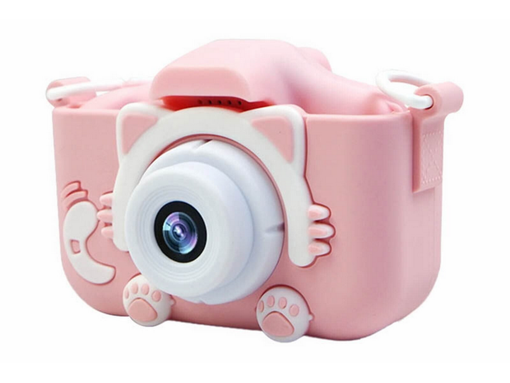 Bērnu Mini Fotoaparāts Digitālā Kamera ar Spēlēm Kaķis, 1080P, Rozā | Children HD Digital Camera