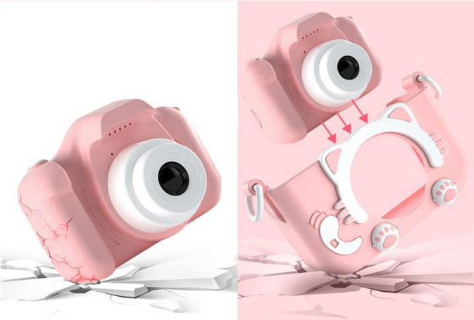 Bērnu Mini Fotoaparāts Digitālā Kamera ar Spēlēm Kaķis, 1080P, Rozā | Children HD Digital Camera