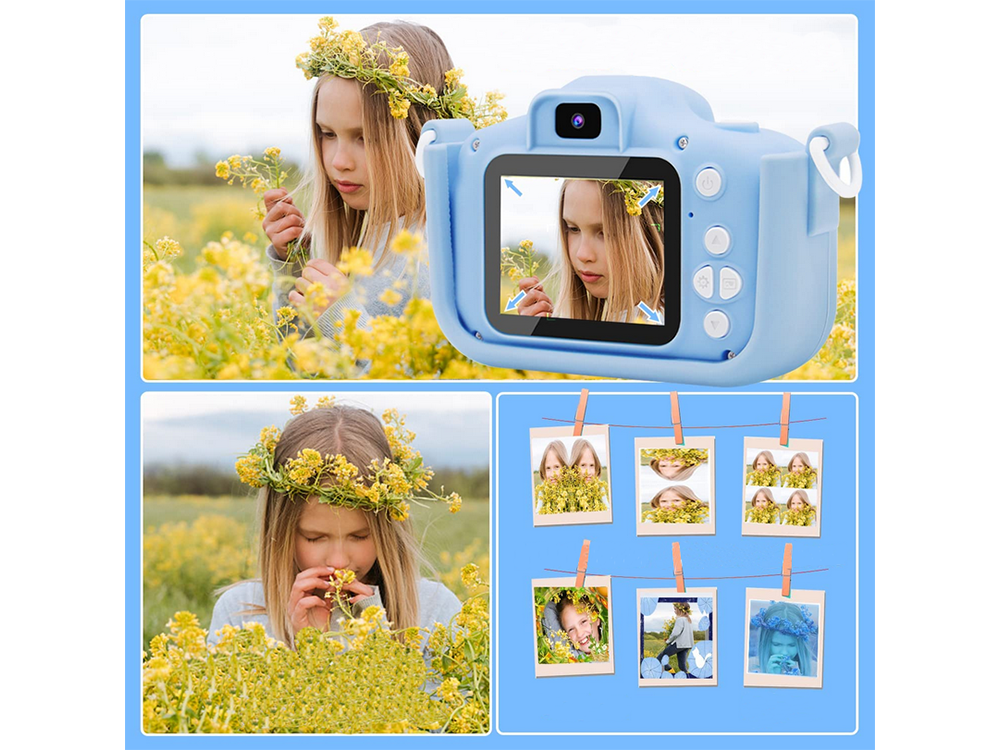 Bērnu Mini Fotoaparāts Digitālā Kamera ar Spēlēm Kaķis, 1080P, Rozā | Children HD Digital Camera