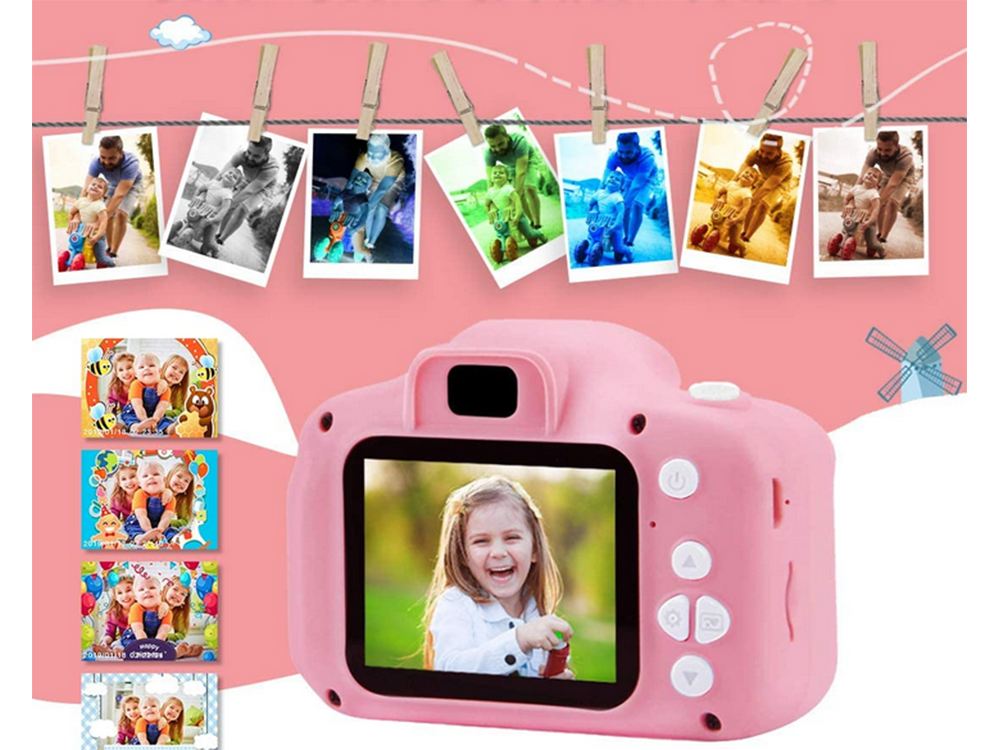 Bērnu Mini Fotoaparāts Digitālā Kamera ar Spēlēm Vienradzis, 1080P, Rozā | Children HD Digital Camera
