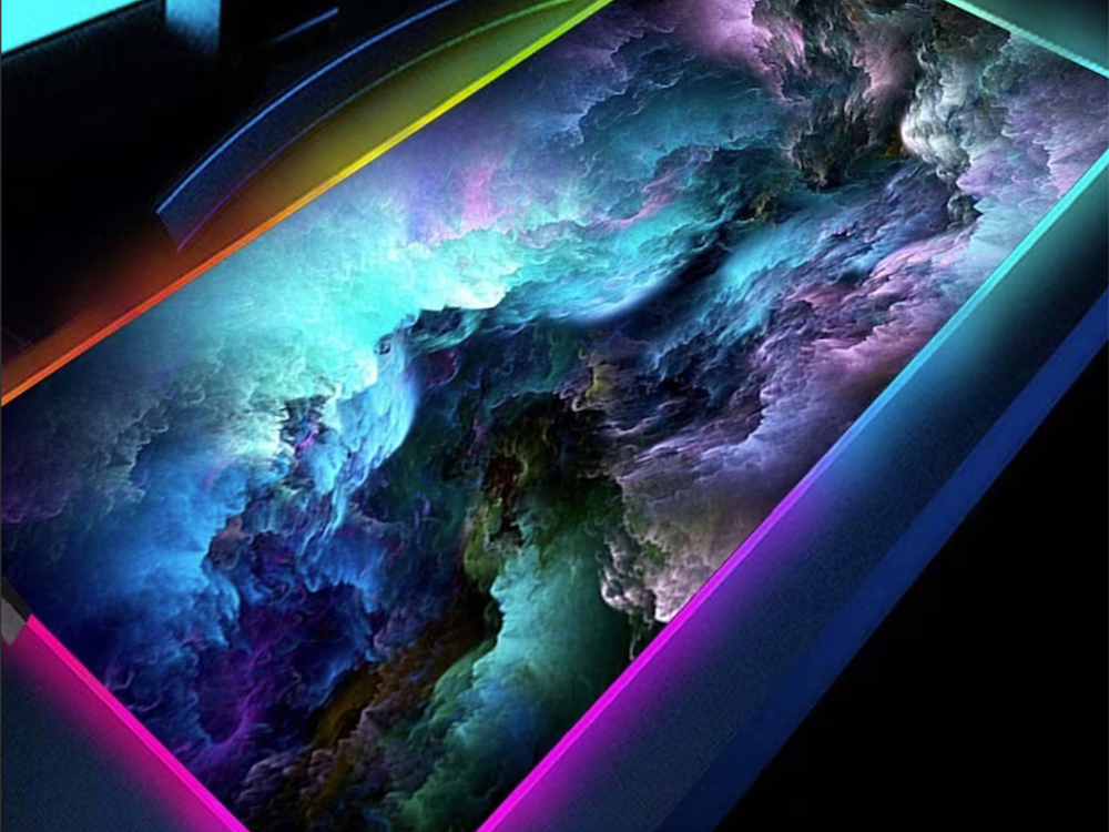 Datorgalda Klaviatūras Paklājs Peles Paliktnis Kosmoss ar Apgaismojumu LED RGB, 30x80cm | Computer Table Carpet Mat...