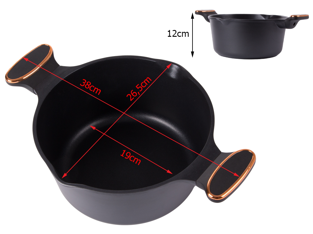 Dziļš katls ar vāku 5L, 26.5cm, indukcijai un gāzei, nepiedegošs pārklājums