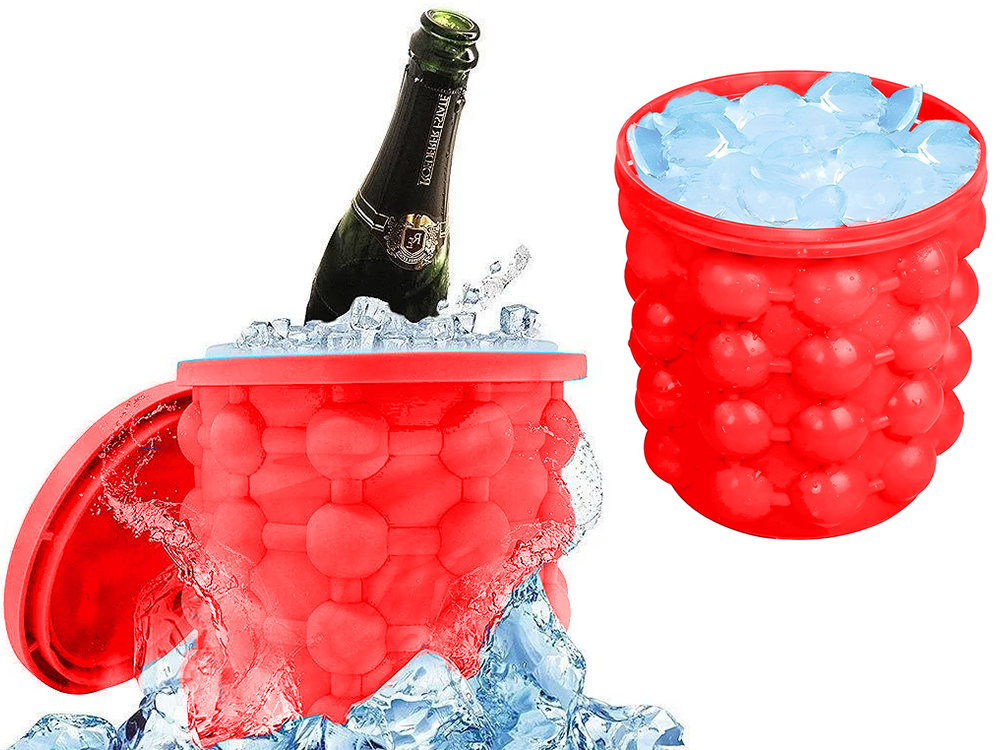 Silikona ledus trauks un formiņa 2-in-1, sarkans