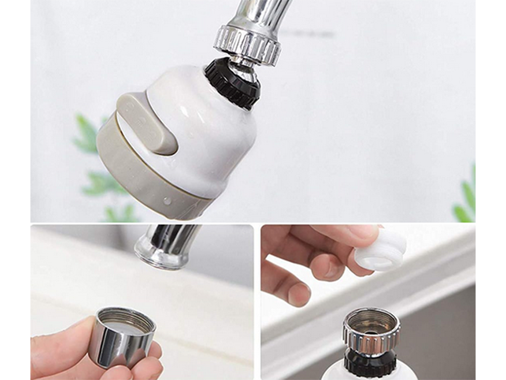 Ūdens taupīšanas aerators krānam 3-in-1, krēmkrāsas