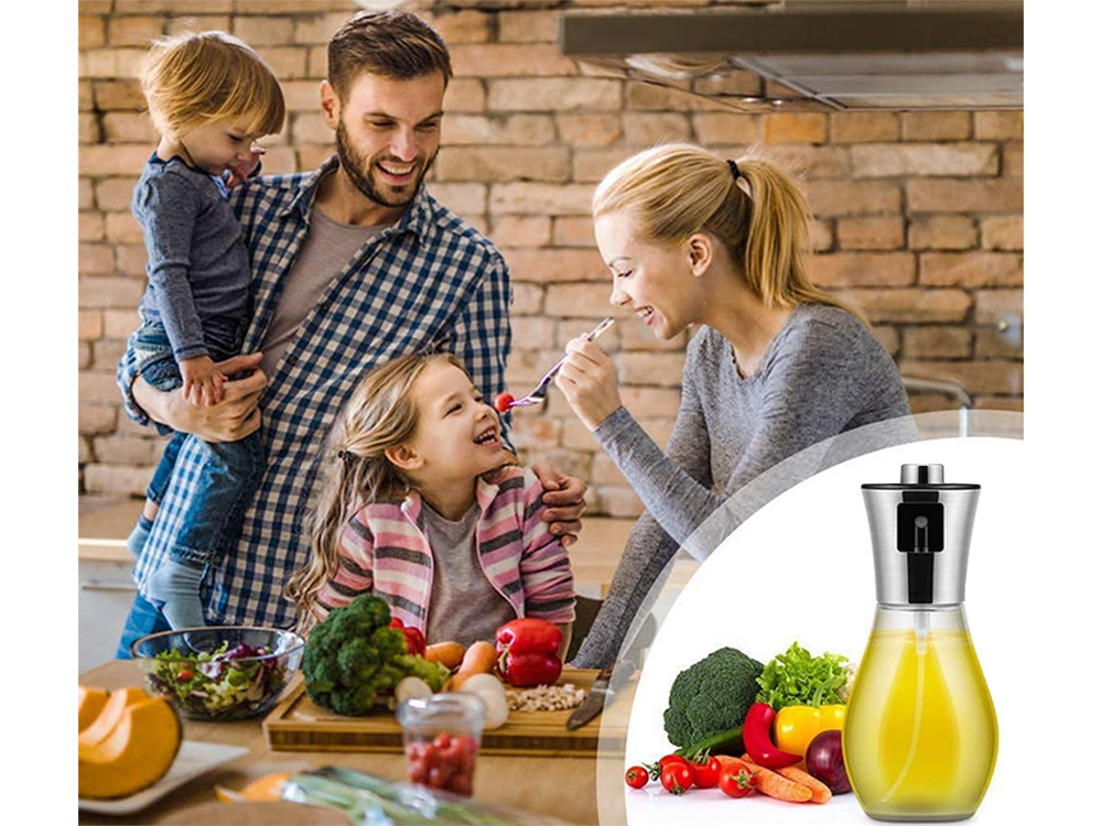 Eļļas un etiķa izsmidzinātājs dozators, 200 ml, sudraba