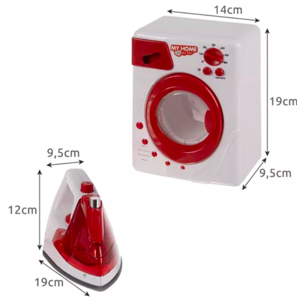 Kruzzel 00022570 bērnu sadzīves tehnikas komplekts 3-in-1, balts/sarkans