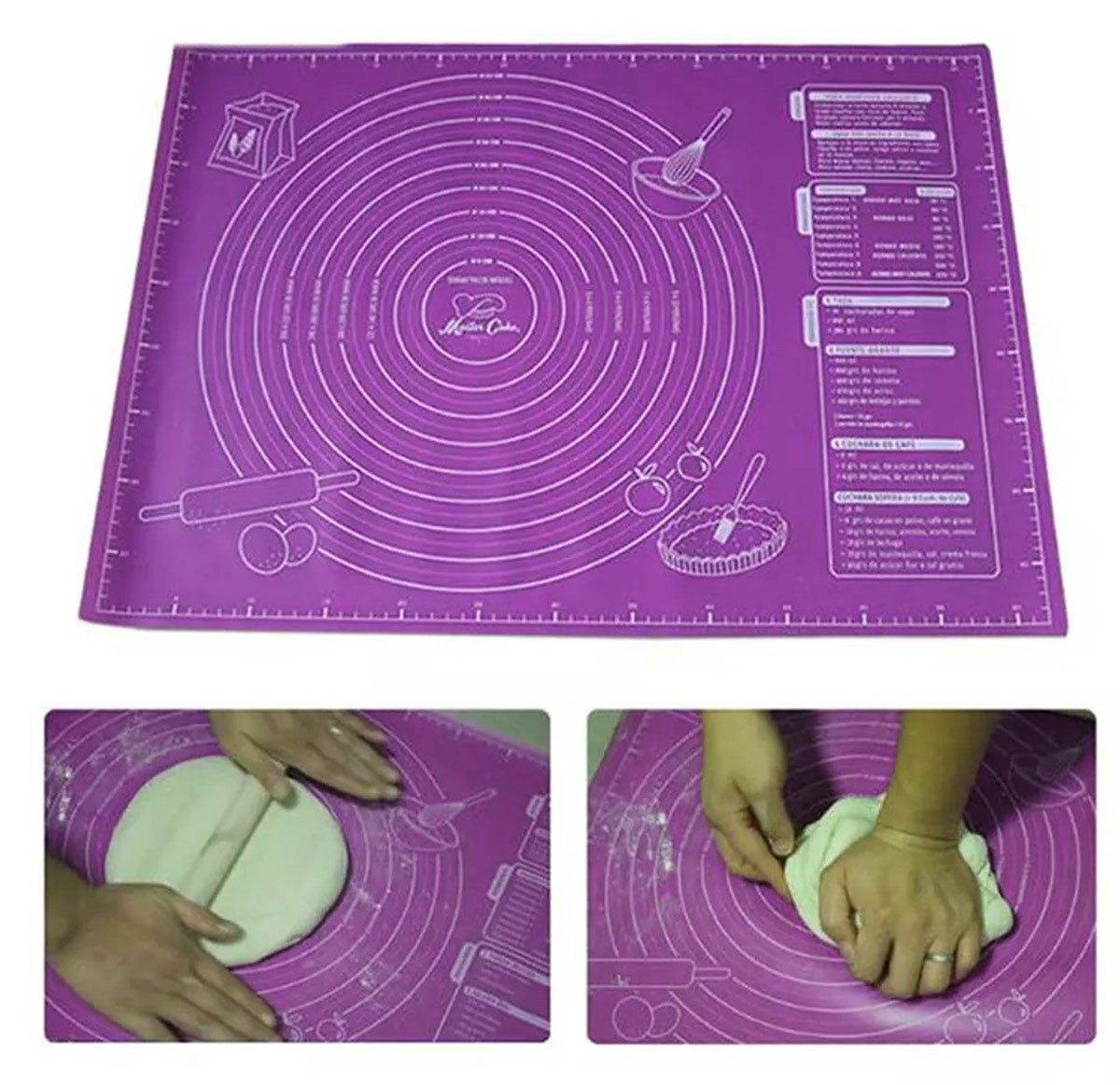 Virtuves Silikona Paklājiņš Mīklas Rullēšanai un Cepšanai, 60x45cm, Violets | Non-slip Silicone Pastry Baking...