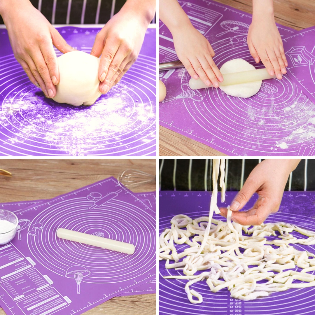 Virtuves Silikona Paklājiņš Mīklas Rullēšanai un Cepšanai, 60x45cm, Violets | Non-slip Silicone Pastry Baking...